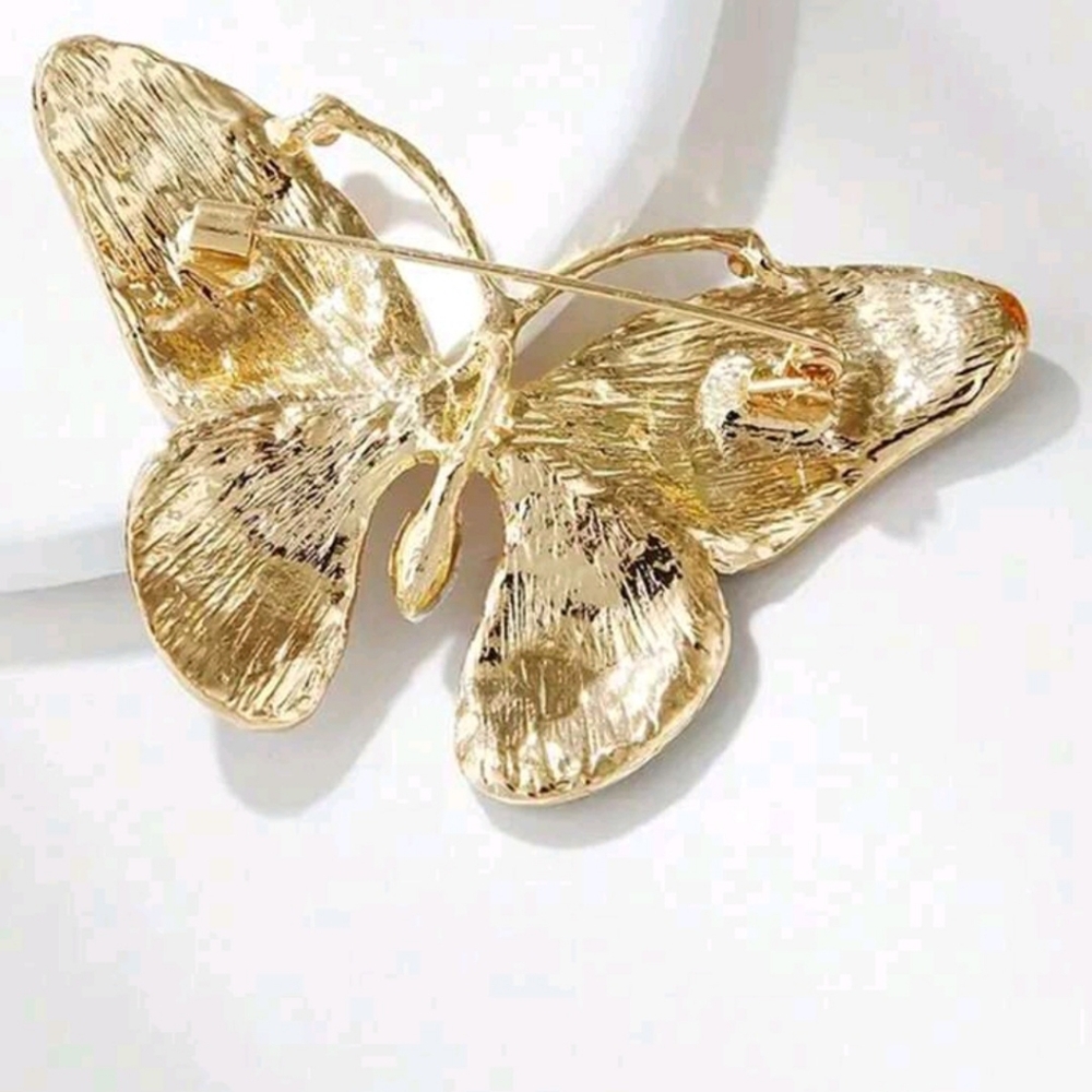 🦋HP! Beautiful Multicolored Pavè Inlaid Rhinestone Butterfly Brooch New! - Picture 7 of 9